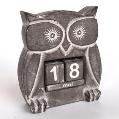 Kalender uil 15x13cm taupe