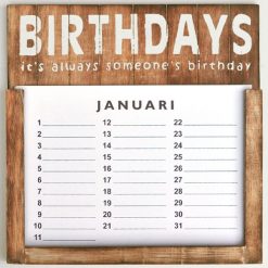 Verjaardagskalender 30x30cm naturel