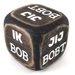 Dobbelsteen 8x8cm jij bobt, ik bob black wash