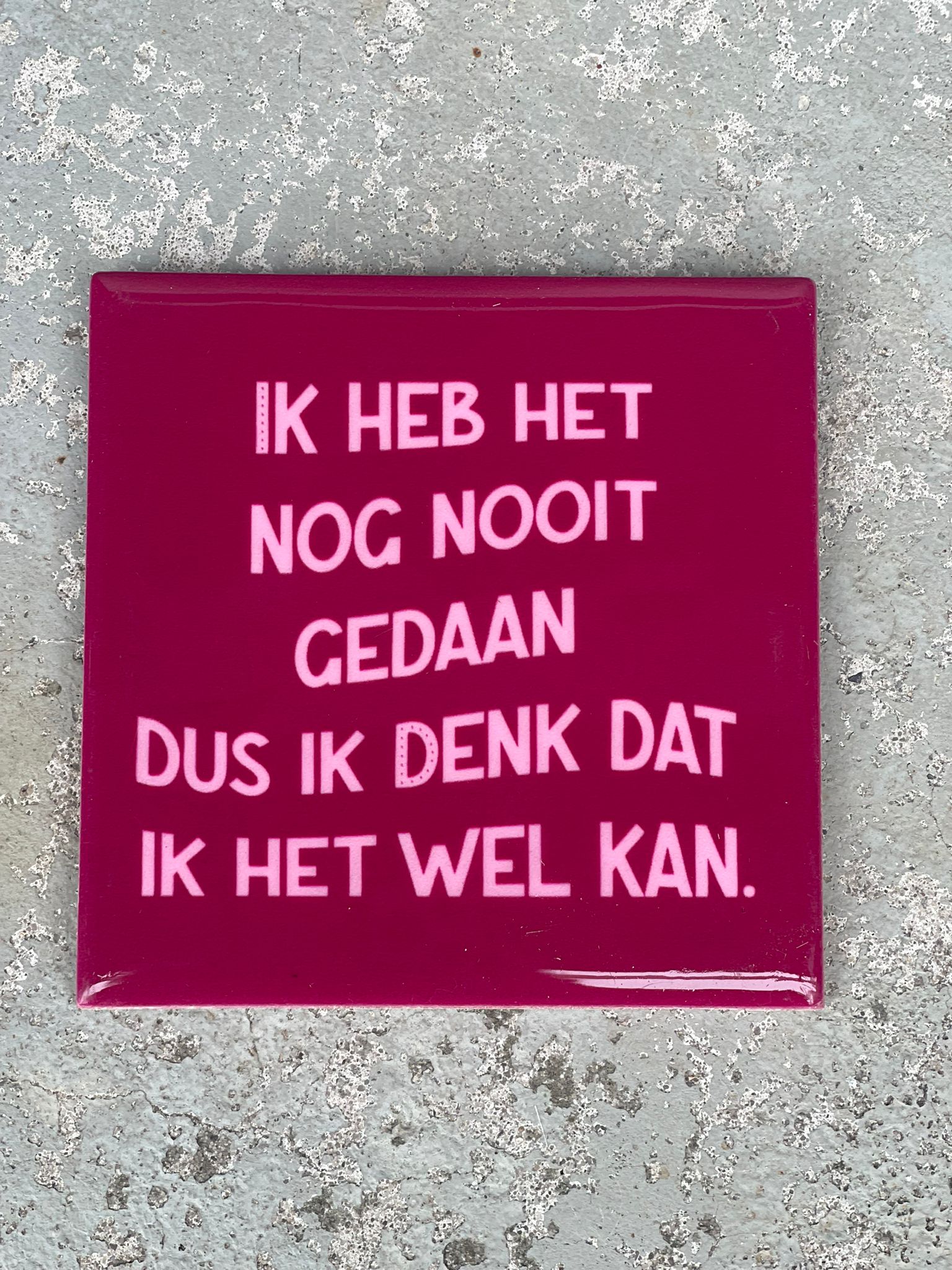Tegeltje Ik heb het nog nooit gedaan, Dus ik denk dat ik het wel kan. | Hippe Spreuktegel | Afscheid cadeau| Nieuwe woning cadeau | Housewarming cadeau |Verjaardagscadeau | Birthday |Verjaardag |brievenbuscadeau