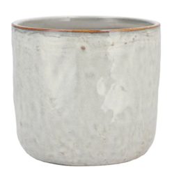 Iron stone White glazed bloempot 16x15cm